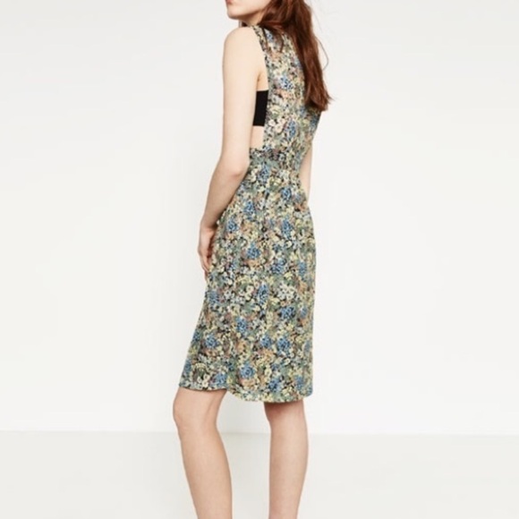 Zara Basic Women flowers floral COLORFUL Casual sheer cut out Dress SIZE XS - Picture 8 of 16